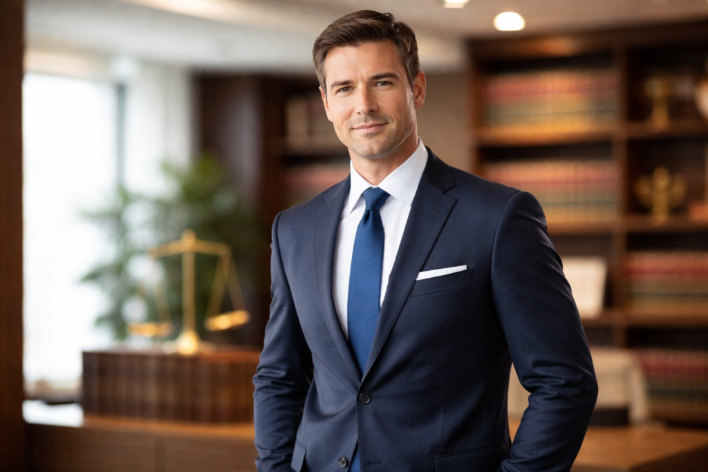 Abogado profesional en oficina moderna representando el sueldo de un abogado en Argentina en 2026